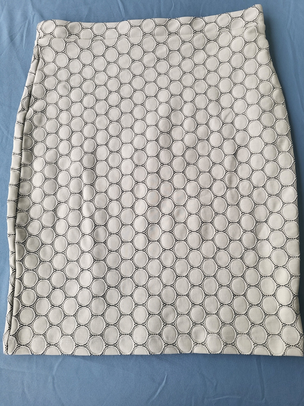 Leota Ivory Pencil Skirt with Circular Stitch Pattern